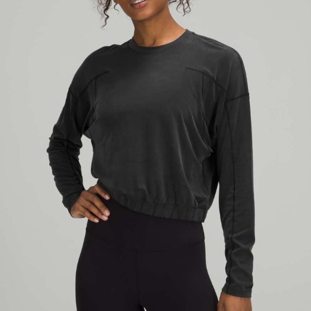 Lululemon Dropped Shoulder Top - Women's Size M - Black Yoga Pilates Wicking